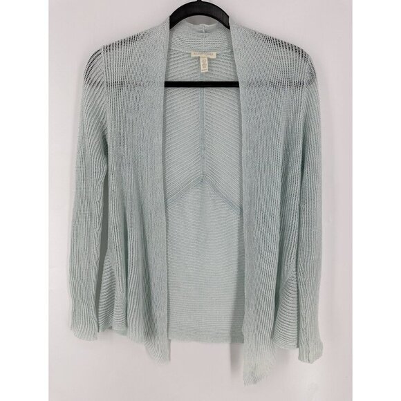 Eileen Fisher Light Blue Open Knit 100% Linen Cardigan PP XS Read - Picture 1 of 5